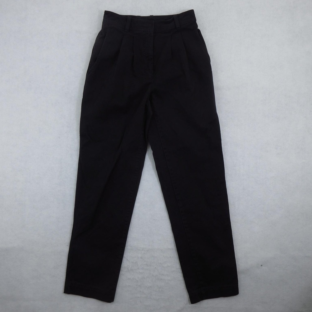 The Group Babaton Pants Womens 4 Black Pleated Twill Chino Tapered Leg Dress